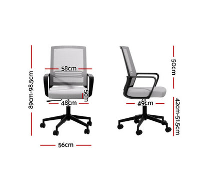Artiss Mesh Office Chair Computer Gaming Desk Chairs Work Study Mid Back Grey