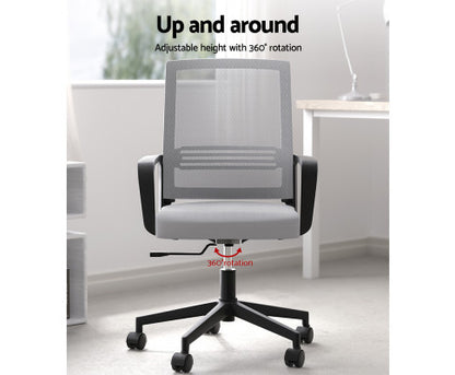 Artiss Mesh Office Chair Computer Gaming Desk Chairs Work Study Mid Back Grey