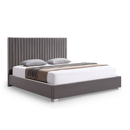 Hillsdale Bed Frame Queen Size Polyester Fabric Padded Upholstery High Quality Slats Polished Stainless Steel Feet