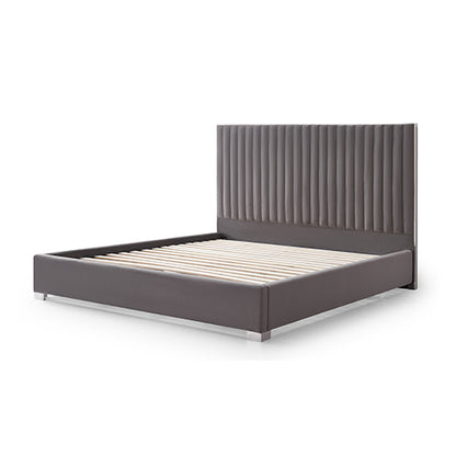 Hillsdale Bed Frame Queen Size Polyester Fabric Padded Upholstery High Quality Slats Polished Stainless Steel Feet