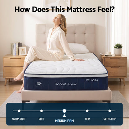 King Single Mattress , 30cm Medium Firm Hybrid Mattress with Latex Lumbar Support for Back Pain Relief , Pocket Spring Mattress King Single Size in a Box