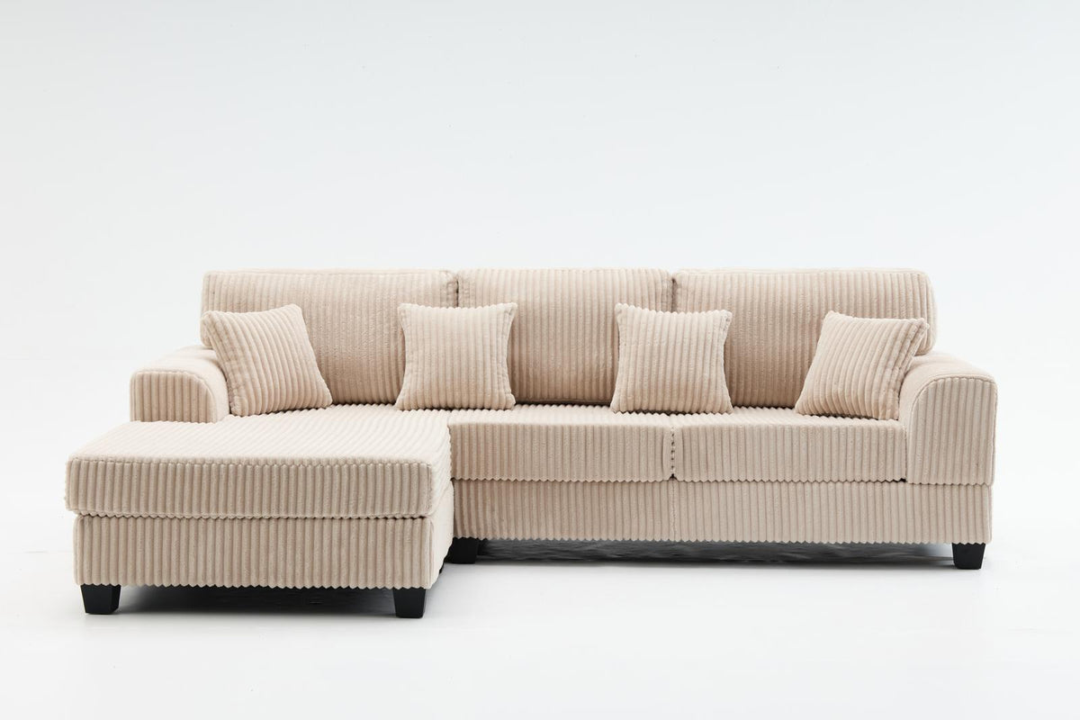 Upgraded Corduroy Fabric Sectional Sofa – Extra Large 286cm