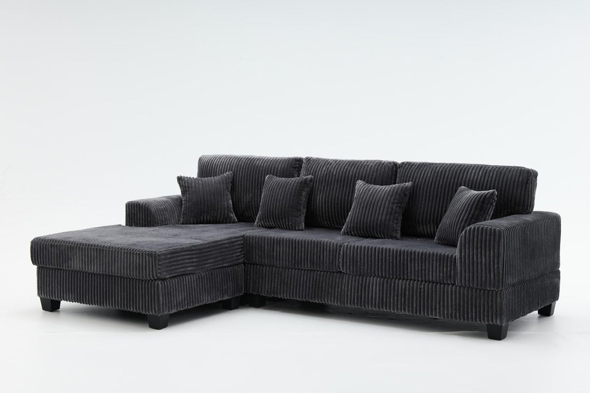 Upgraded Corduroy Fabric Sectional Sofa – Extra Large 286cm