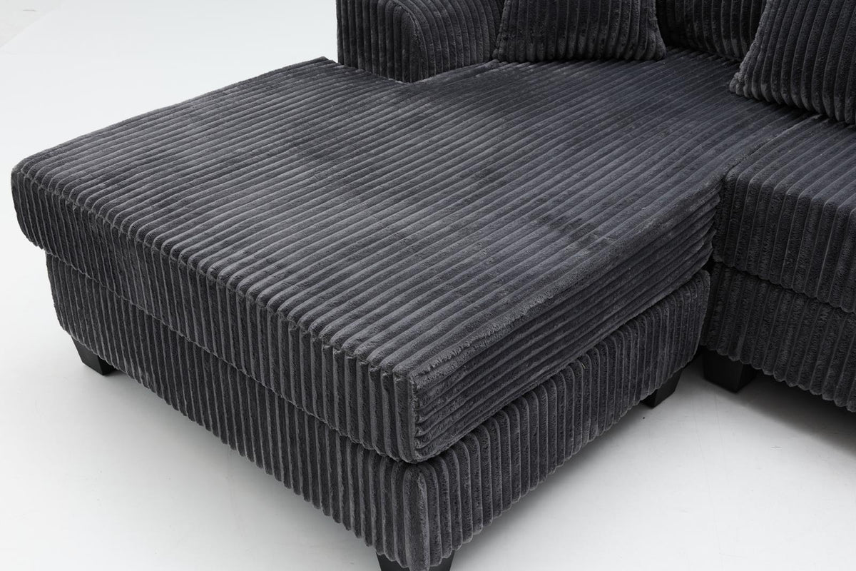 Upgraded Corduroy Fabric Sectional Sofa – Extra Large 286cm