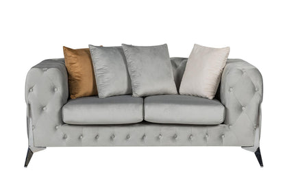 Matrix 3+2 Seater Luxury Velvet Sofa Set –  Grey