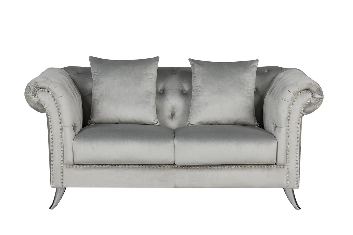 Mia 3+2 Seater Velvet Sofa Set – Silver Grey