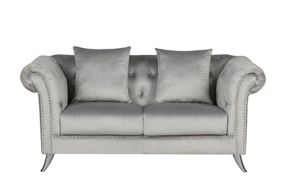 Mia 3+2 Seater Velvet Sofa Set – Silver Grey