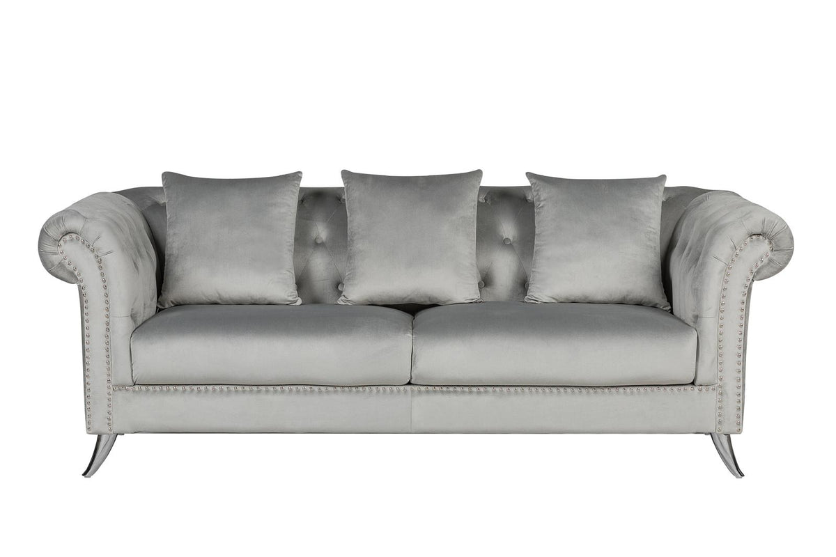 Mia 3+2 Seater Velvet Sofa Set – Silver Grey