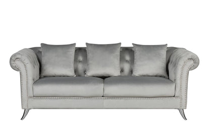 Mia 3+2 Seater Velvet Sofa Set – Silver Grey